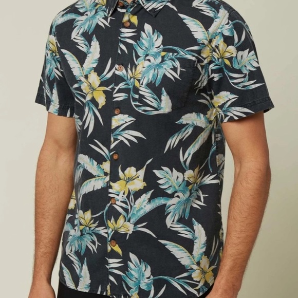 O'Neill Other - O’Neill Short Sleeve Button Down Gray Floral Shirt